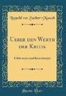 Leopold von Sacher-Masoch - Ueber den Werth der Kritik