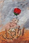 Sieger Köder - Textkarte Stacheldraht und Rose