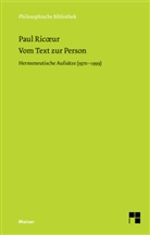 Paul Ricoeur, Pete Welsen, Peter Welsen - Vom Text zur Person