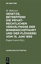 H Makower, H. Makower, Euge Loewe, Eugen Loewe - Gesetze, betreffend die privatrechtlichen Verhältnisse der Binnenschiffahrt und der Flößerei vom 15. Juni 1895