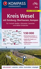 KOMPASS-Karte GmbH, KOMPASS-Karten GmbH, KOMPASS-Karten GmbH, KOMPASS-Karten GmbH - KOMPASS Fahrradkarte 3214 Kreis Wesel mit Duisburg, Oberhausen, Kempen mit Knotenpunkten 1:50.000