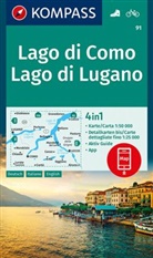 KOMPASS-Karte GmbH, KOMPASS-Karten GmbH, KOMPASS-Karten GmbH, KOMPASS-Karten GmbH - 91 LAGO DI COMO-LAGO DI LUGANO