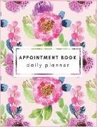 Nine Journal - Appointment Book: Pretty Pink Floral Watercolor Daily Calendars Planner 4 Column Daily Appointment Notebook 15 Minute Increments Schedul