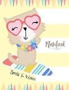 A. Madoo - Notebook: Cute Cat Smile and Wave Cover and Lined Pages, Extra Large (8.5 X 11) Inches, 110 Pages, White Paper