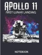 Paperpat - Apollo 11 First Lunar Landing Notebook: Large Size - 8.5 X 11 Notebook/Journal, Minimalist 120 Pages, Classic Lined Pages Planner, Dairy & Notebook fo
