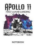 Paperpat - Apollo 11 First Lunar Landing Notebook: Large Size - 8.5 X 11 Notebook/Journal, Minimalist 120 Pages, Classic Lined Pages Planner, Dairy & Notebook fo