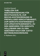 Gottfried Quandt, P. Hofmann, Pau Hofmann, Paul Hofmann - Tabellen zur Gebührenordnung für Rechtsanwälte, zur Reichskostenordnung in freiwilliger Gerichtsbarkeit, zum Gerichtskostengesetz zum Umsatzsteuergesetz, zu den Gebühren für Gerichts vollzieher und zu den Gebühren nach der Justizbeitreibungsordnung