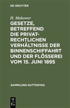 H Makower, H. Makower - Gesetze, betreffend die privatrechtlichen Verhältnisse der Binnenschiffahrt und der Flößerei Vom 15. Juni 1895