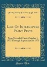 United States Department Of Agriculture - List Of Intercepted Plant Pests