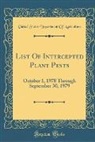 United States Department Of Agriculture - List Of Intercepted Plant Pests