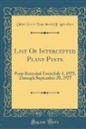 United States Department Of Agriculture - List Of Intercepted Plant Pests