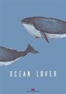 Maritimes Notizbuch - Illustration: Wale, Spruch: Ocean Lover, 2er-Set