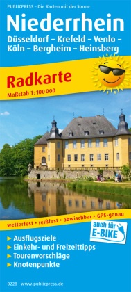 PublicPress Radkarte Niederrhein, Düsseldorf - Krefeld - Venlo - Köln - Bergheim - Heinsberg - Mit Ausflugszielen, Einkehr- & Freizeittipps, wetterfest, reissfest, abwischbar, GPS-genau. 1:100000. Auch für E-Bike