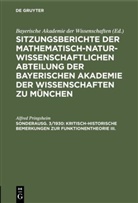 Alfred Pringsheim, Bayerische Akademie Der Wissenschaften - Sitzungsberichte der Mathematisch-Naturwissenschaftlichen Abteilung der Bayerischen Akademie der Wissenschaften zu München - Sonderausg. 3/1930: Kritisch-historische Bemerkungen zur Funktionentheorie III.