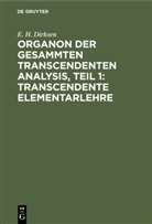 E. H. Dirksen, Enno Heeren Dirksen - Organon der gesammten transcendenten Analysis, Teil 1: Transcendente Elementarlehre