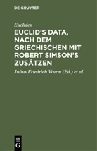 Euclides, Euklid, [Bearb ] Simson, [Bearb ] Simson, Juliu Friedrich Wurm, Julius Friedrich Wurm... - Euclid's Data, nach dem Griechischen mit Robert Simson's Zusätzen
