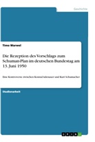 Timo Warwel - Die Rezeption des Vorschlags zum Schuman-Plan im deutschen Bundestag am 13. Juni 1950