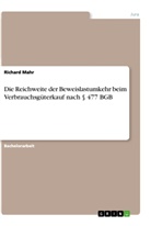 Richard Mahr - Die Reichweite der Beweislastumkehr beim Verbrauchsgüterkauf nach 477 BGB