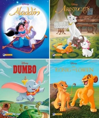 Nelson Mini-Bücher: 4er Disney Filmklassiker 9-12 - Aladdin. Aristocats.Dumbo. Der König der Löwen