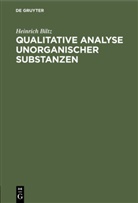 Heinrich Biltz - Qualitative Analyse unorganischer Substanzen