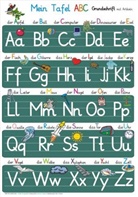 Helga Momm - Mein Tafel-ABC Grundschrift mit Artikeln Lernposter, glänzend, 300g, 32 x 46 cm