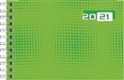 rido/idé 7017107011 Wochenkalender/Taschenkalender 2021 Modell Septimus quer, Grafik-Einband, grün