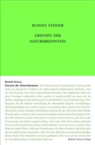 Rudolf Steiner, Rudolf Steiner Nachlassverwaltung, Rudol Steiner Nachlassverwaltung - Grenzen der Naturerkenntnis