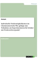 anonym, Anonymous - Individuelle Fördermöglichkeiten im Chemieunterricht. Wie gelingt eine Teilnahme am Experimentieren für Schüler mit Förderschwerpunkt?