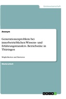 Anonym - Generationenproblem bei innerbetrieblichen Wissens- und Erfahrungstransfers. Betriebsräte in Thüringen