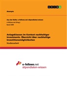 Anonym, Anonymous - Anlageklassen im Kontext nachhaltiger Investments. Übersicht über nachhaltige Investitionsmöglichkeiten