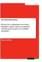 Jean Cédric Obame  Emane, Jean Cédric Obame Emane - Retour des combattants terroristes étrangers. Quels enjeux sécuritaires existent pour la paix et la stabilité mondiale?