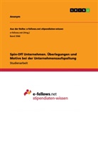 Anonym, Anonymous - Spin-Off Unternehmen. Überlegungen und Motive bei der Unternehmensaufspaltung