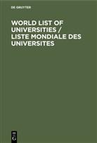 Degruyter - World List of Universities / Liste Mondiale des Universites