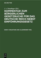 Julius von Staudinger, J. v. Staudinger - Kommentar zum Bürgerlichen Gesetzbuche für das deutsche Reich nebst Einführungsgesetz - Band 1: Einleitung und Allgemeiner Theil