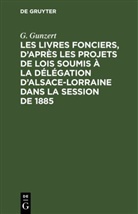 G Gunzert, G. Gunzert - Les Livres fonciers, d'après les projets de lois soumis à la délégation d'Alsace-Lorraine dans la session de 1885