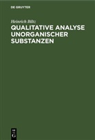 Heinrich Biltz - Qualitative Analyse unorganischer Substanzen