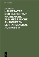 F. G. Mehler, A. Schulte-Tigges - Hauptsätze der Elementar-Mathematik zum Gebrauche an höheren Lehranstalten, Ausgabe A