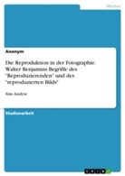 anonym, Anonymous - Die Reproduktion in der Fotographie. Walter Benjamins Begriffe des "Reproduzierenden" und des "reproduzierten Bilds"