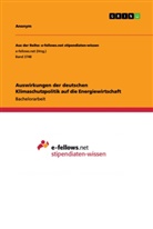 Anonym - Auswirkungen der deutschen Klimaschutzpolitik auf die Energiewirtschaft