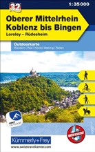 Hallwag Kümmerly+Frey AG, Hallwa Kümmerly+Frey AG, Hallwag Kümmerly+Frey AG - Kümmerly+Frey Outdoorkarte Deutschland 32 Oberer Mittelrhein, Koblenz bis Bingen 1:35.000