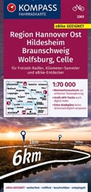 KOMPASS-Karte GmbH, KOMPASS-Karten GmbH, KOMPASS-Karten GmbH - KOMPASS Fahrradkarte 3365 Region Hannover Ost, Hildesheim, Braunschweig, Wolfsburg, Celle 1:70.000