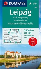 KOMPASS-Karte GmbH, KOMPASS-Karten GmbH, KOMPASS-Karten GmbH - KOMPASS Wanderkarten-Set 459 Leipzig und Umgebung, Nordsachsen, Naturpark Dübener Heide (2 Karten) 1:50.000