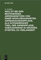 A. Schultz - Was ist bei den bestehenden Armengesetzen von einer wohlorganisirten Armenkrankenpflege, als integrirendem Theil der Armenpflege, vorzugsweise in grossen Städten, zu verlangen?