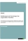 Anonym - Einführung in die Psychologie.  Ein ausgewählter Überblick