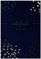 Notebook A5, Notizbuc A5, Notizbuch A5 - Notizbuch schön A5 liniert - 100 Seiten 90g/m² - Soft Cover goldene Punkte blau - FSC Papier