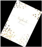 Notizbuc A5, Notizbuch A5, Tagebuch A5 - Tagebuch schön A5 liniert - 100 Seiten 90g/m² - Soft Cover goldene Punkte weiß - FSC Papier
