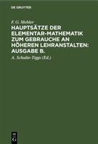 F. G. Mehler, A. Schulte-Tiggs - F. G. Mehler: Hauptsätze der Elementar-Mathematik zum Gebrauche an höheren Lehranstalten: Ausgabe B.. Oberstufe: F. G. Mehler: Hauptsätze der Elementar-Mathematik zum Gebrauche an höheren Lehranstalten: Ausgabe B.. Oberstufe