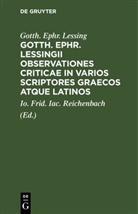 Gotth. Ephr. Lessing, Gotthold Ephraim Lessing, Io. Frid. Iac. Reichenbach - Gotth. Ephr. Lessingii Observationes criticae in varios scriptores graecos atque latinos