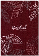 Notizbuc A5, Notizbuch A5, Tagebuch A5 - Notizbuch Tagebuch A5 liniert - 100 Seiten 90g/m² - Soft Cover - Silberne Blätter auf rot - FSC Papier