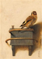 Notebook A5, Notizbuc A5, Notizbuch A5 - Notizbuch schön gestaltet mit Leseband - A5 Hardcover blanko - Carel Fabritius "Der Distelfink" - 100 Seiten 90g/m² - FSC Papier